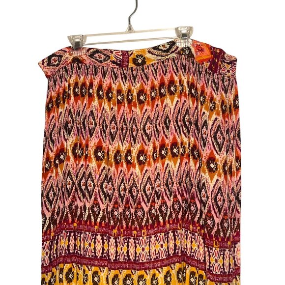 chaudry kc XL Crinkle Peasant Gipsy Skirt Orange/Pink/Yellow Boho Y2K Career - Picture 1 of 15